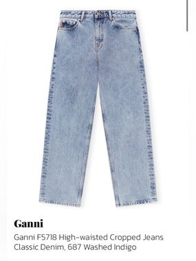 NWT GANNI jeans size 31 indigo wash classic high waisted cropped jeans F5718